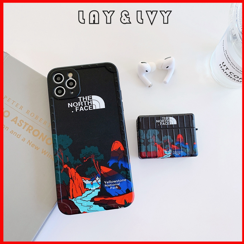 Fashion Brand The North Face Hotel California Yellowstone Park Drop-resistant IMD Silicone Airpods Case Earphone Case for AirPods Pro AirPods 1/2