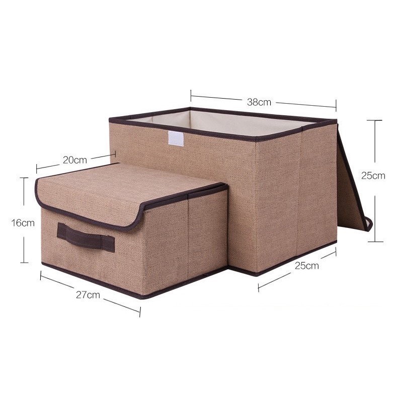 Combo 2 hộp vải đựng đồ thùng đựng quần áo đồ lót đồ chơi đa năng bằng vải cứng cắp có nắp đậy 8 lít,18 lít | BigBuy360 - bigbuy360.vn