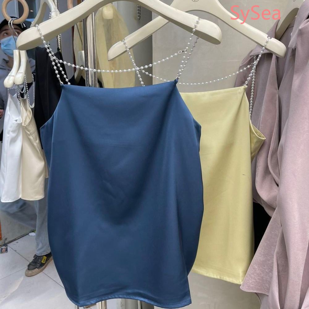 Áo Tank Top Chất Satin Đính Ngọc Trai Thiết Kế Quyến Rũ | BigBuy360 - bigbuy360.vn