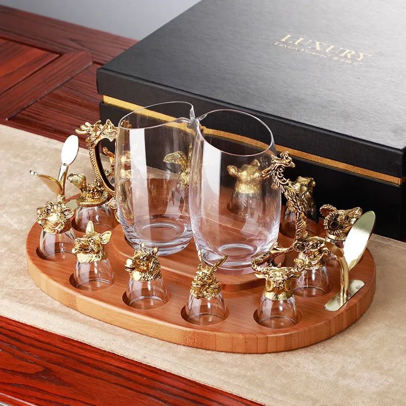 Bộ Ly Thủy Tinh Pha Lê Thiết Kế Hình 12 Con Giáp Phong Cách Trung Quốc | BigBuy360 - bigbuy360.vn