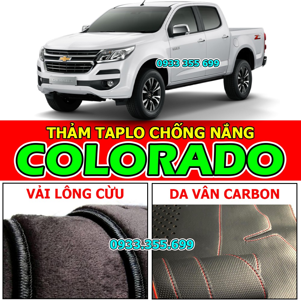 Thảm Taplo CHEVROLET COLORADO bằng Nhung lông Cừu hoặc Da vân Carbon