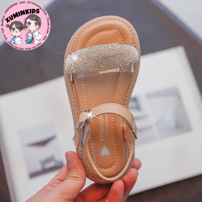 Dép sandal cho bé gái đính đá lấp lánh hàng Quảng Châu cao cấp cho bé từ 1 đến 12 tuổi