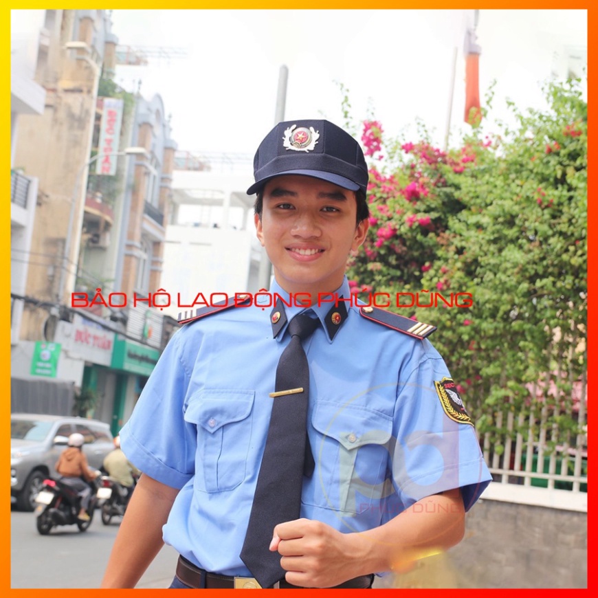 Áo đồng phục bảo vệ xanh biển tay ngắn đẹp chuyên nghiệp - [không phụ kiện] - giá rẻ chất cotton tốt thấm hút mồ hôi