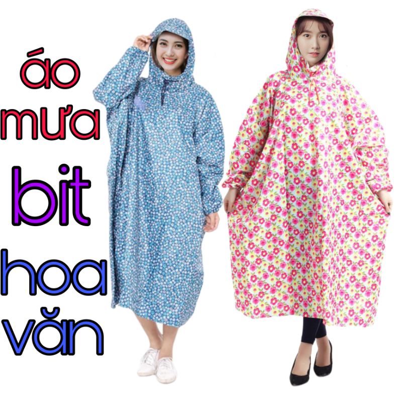 Áo mưa bít vải dù hoa văn siêu đẹp