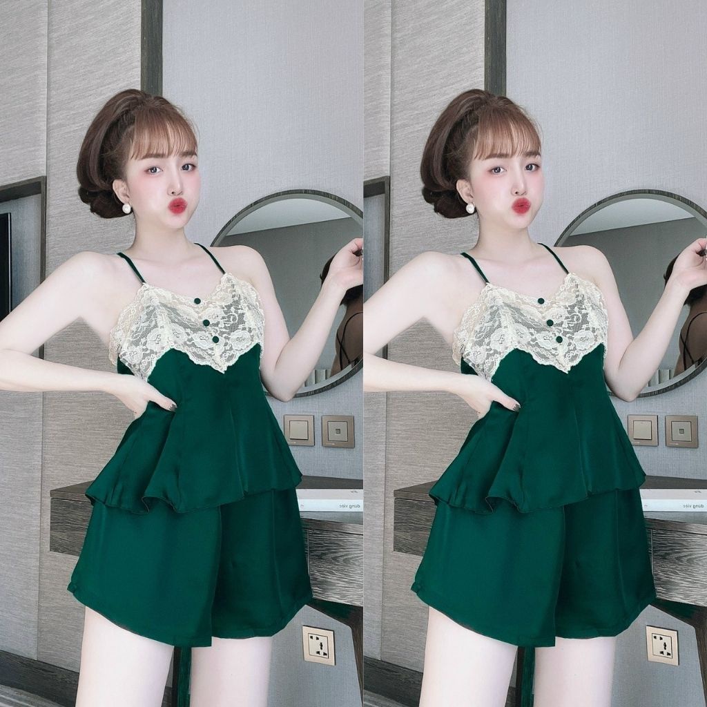 Đồ Ngủ Sexy, Đồ Ngủ Nữ Lụa Satin Cao Cấp Mềm mại xinh xắn &lt; 60KG