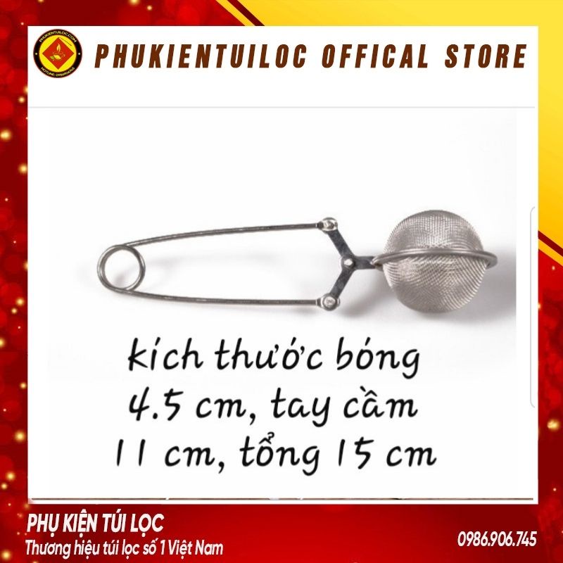 Kẹp Lọc Trà Inox 304- Thép không gỉ-Dụng Cụ Lọc Inox, Có Tay Cầm-LINOX4- Phukientuiloc