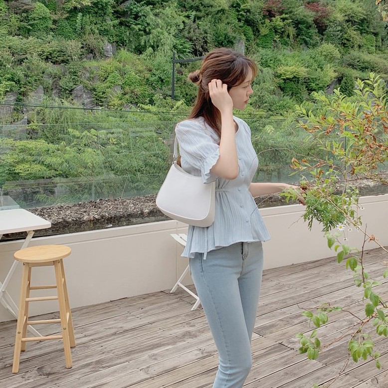 44813 New Korean style V-neck lace-up short-sleeved shirt blouse woman top | BigBuy360 - bigbuy360.vn