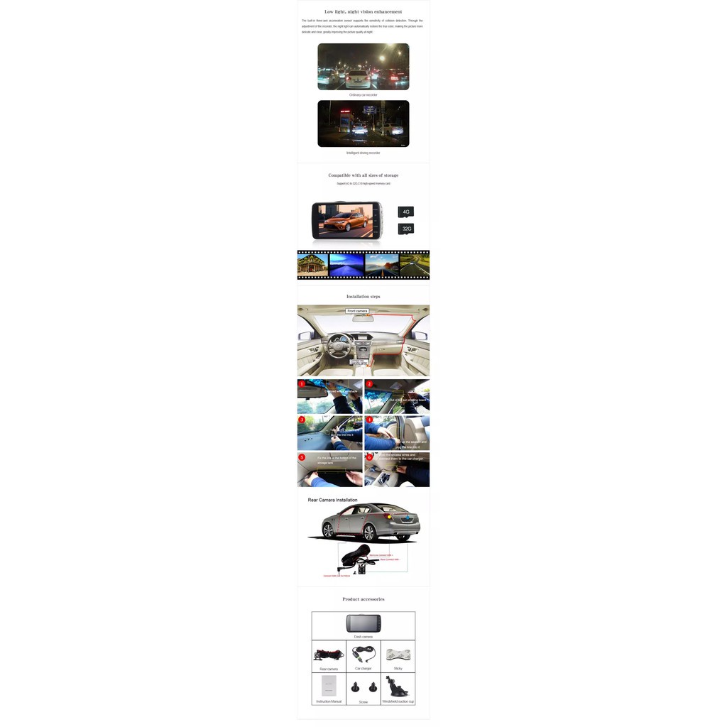 Bộ camera hành trình Ô TÔ Trước sau X002 ( Cam trước 1080P - Cam sau 720P) ống kính kép siêu bền | BigBuy360 - bigbuy360.vn