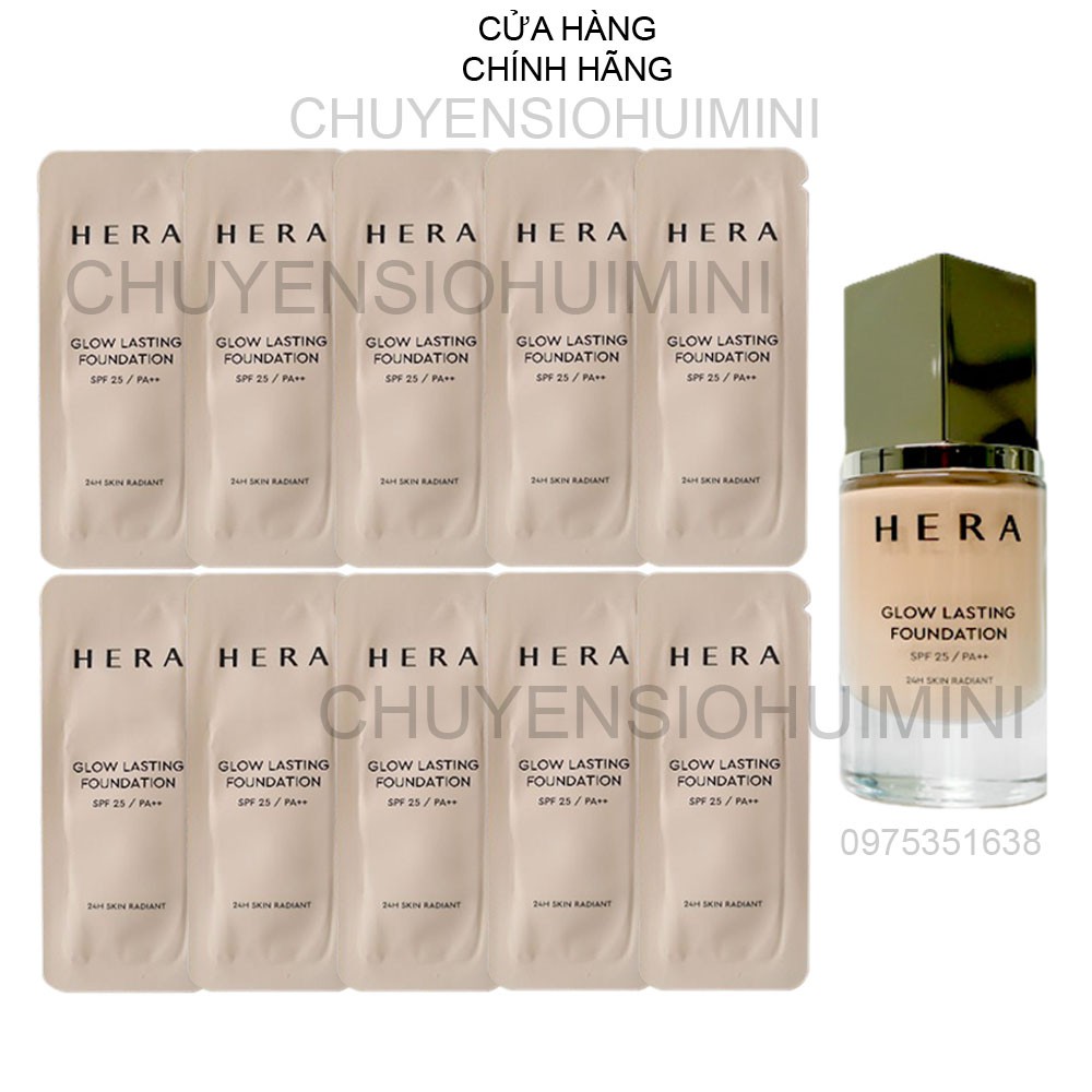 [Combo 5 gó] Kem Nền Ma Thuật Siêu Che Khuyết Điểm Và Giữ Tone Suốt 24 Giờ - Hera Glow Lasting Foundation SPF25/PA++ 1ml