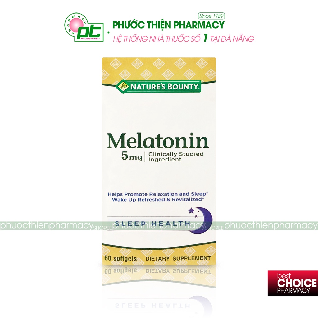 Viên uống hỗ trợ giúp ngủ ngon Nature's Bounty Melatonin 5mg lọ 60 Viên - điều hòa giấc ngủ nhathuocphuocthien