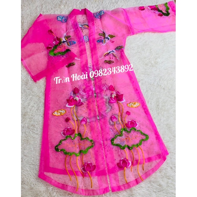 Khăn áo hầu đồng - áo cô bơ , cô chín vải von thêu hoa sen