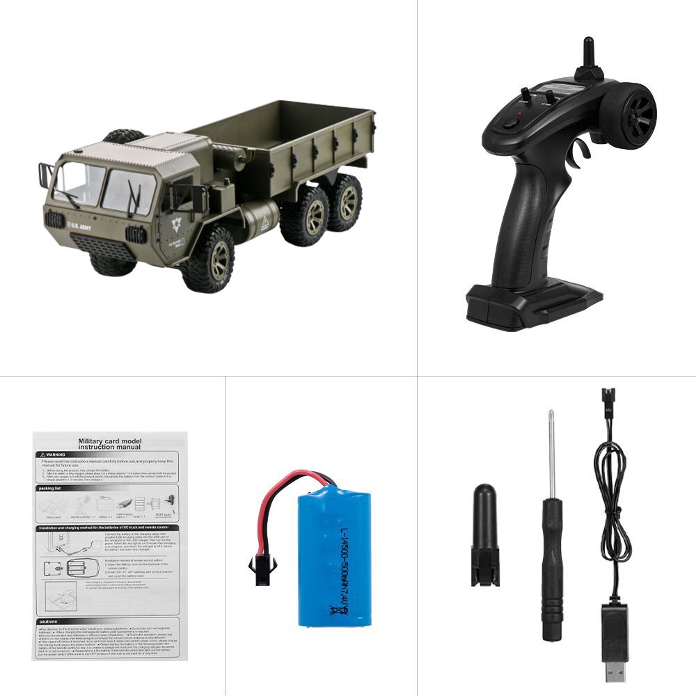 Xe tải quân sự Rc Fayee FY004 US Military Truck 1/16 dẫn động 3 cầu 6WD 6x6  có vi sai, điều tốc, servo