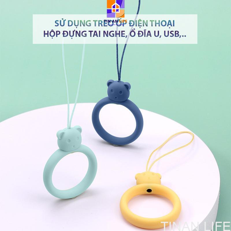 Dây Đeo Điện Thoại Silicone, Hình Gấu, Dạng Vòng Nhẫn