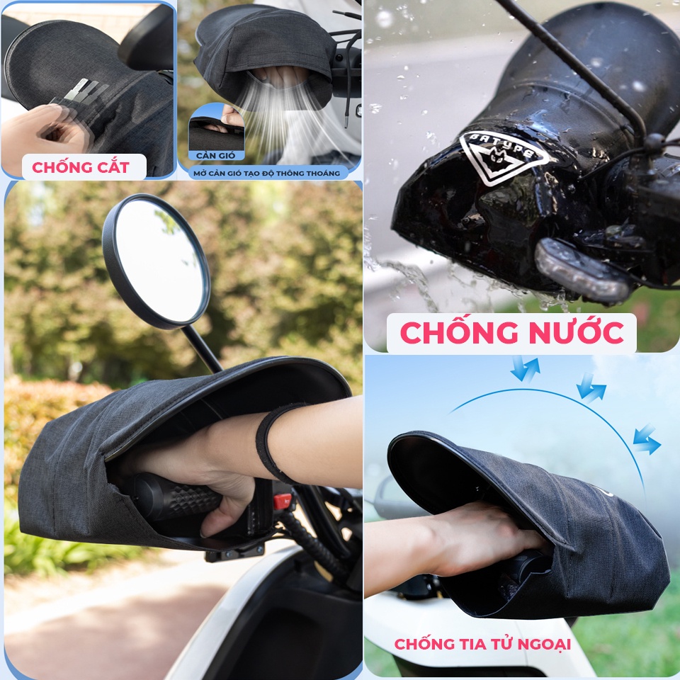 [TUYỆT PHẨM] Găng Che Tay Lái, Bao Che Tay Đi Xe Máy, Xe Máy Điện, Xe Đạp Chống Mưa, Rét, Gió, Bụi