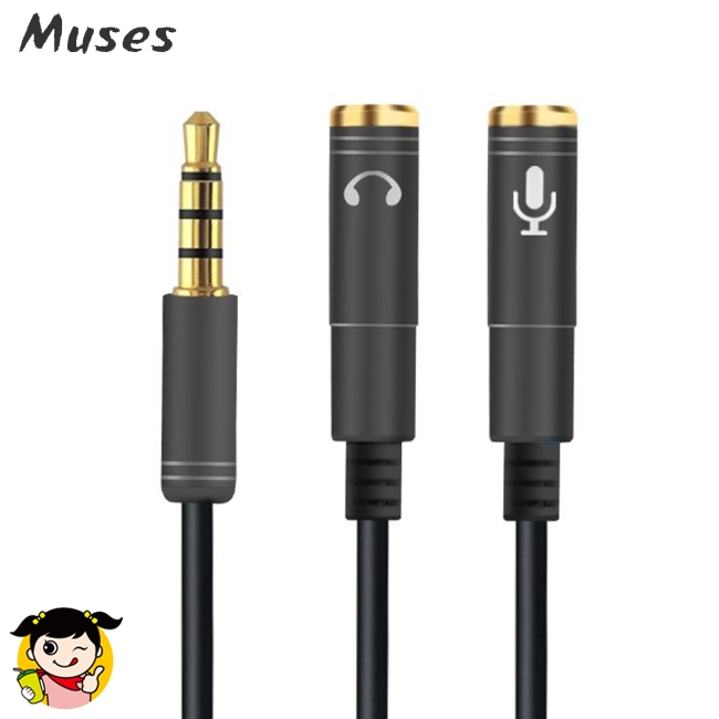 Muse07 Dây cáp chia âm thanh hình chữ Y 2 trong 1 3.5 mm nối tai nghe và micro tiện lợi