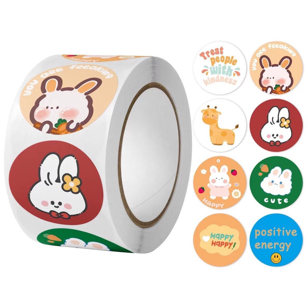 Cuộn tem THANK YOU 500 miếng chibi nhiều hình cute - shopliam
