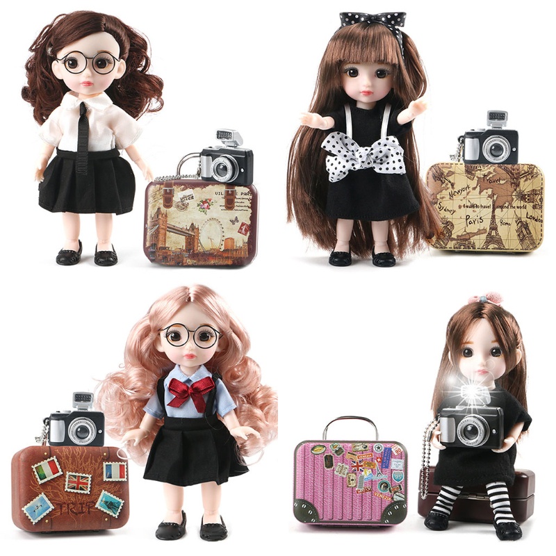 Bộ Búp Bê 6 inch Kèm Túi Đựng Hành Lý / Máy Ảnh Lấp Lánh Độc Đáo Trang Trí Tiệc Sinh Nhật / Giáng