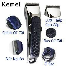 Tông đơ cắt tóc dành cho gia đình và salon kemei KM - 5020 màu xanh phối bạc có thể điều chỉnh lưỡi