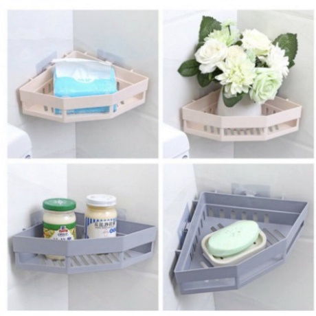 Kệ Góc Tam Giác Nhựa Dán Góc Tường Đa Năng Cho Bếp &amp; Nhà Tắm - Kanta store
