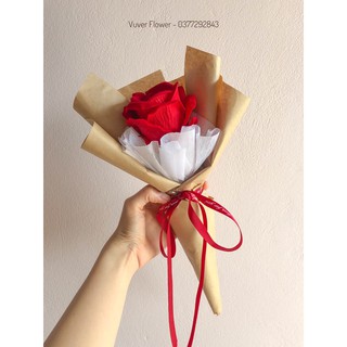 Bó hoa ốc quế 1 bông luạ cao cấp (Mẫu mới) - Tặng thiệp