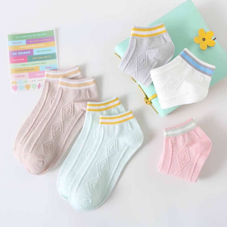 Set 5 Đôi Tất Vớ Nữ Ngắn Cổ Kẻ S4
