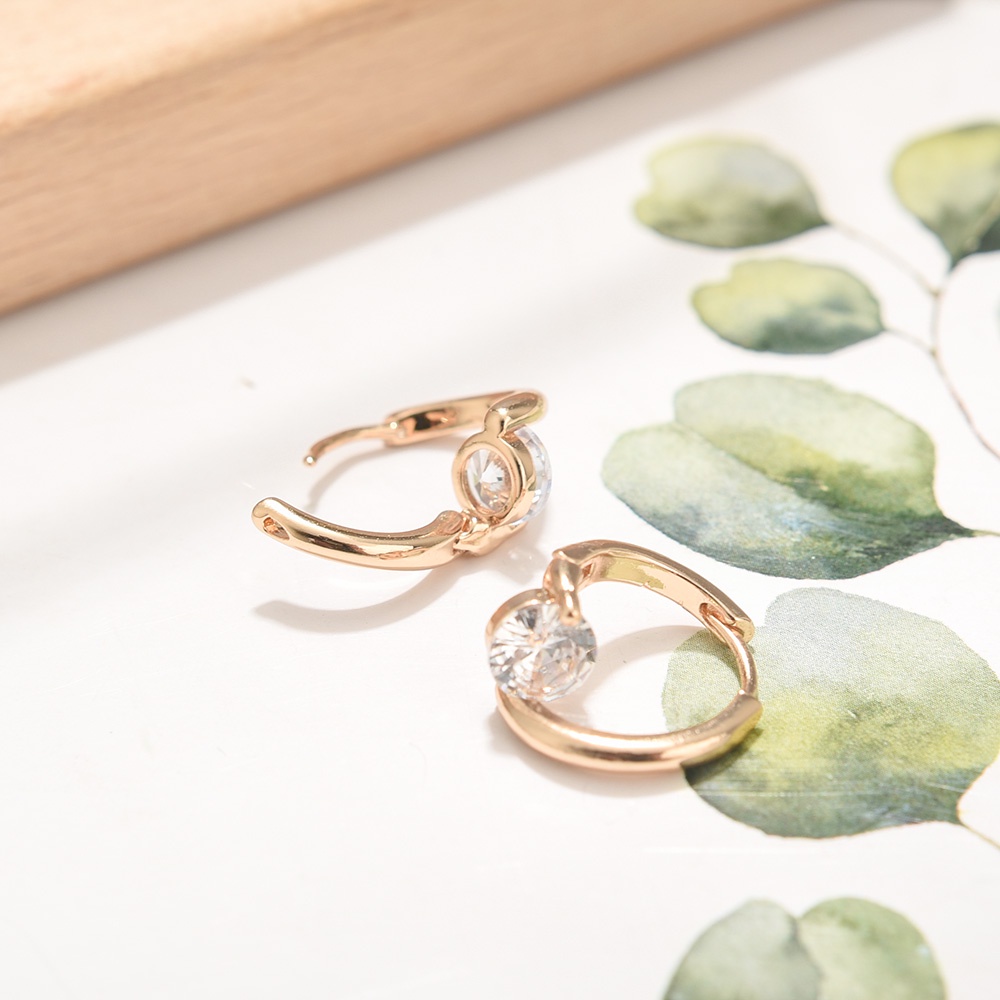 Khuyên Tai Đính Đá Zircon Màu Bạc Phong Cách Thanh Lịch Thời Trang Hàn Quốc