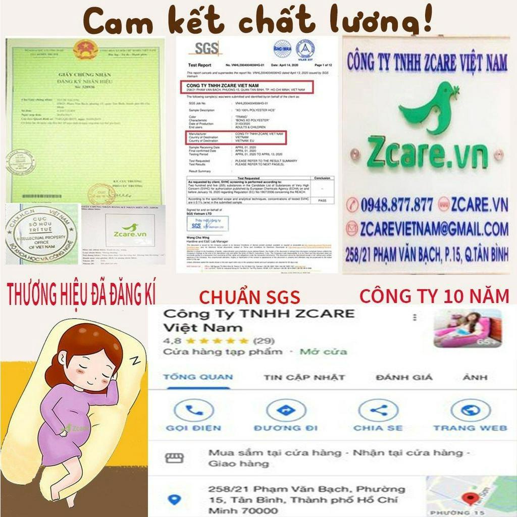 Gối Chữ U Bà Bầu Zcare, Vải Sợi Bông Tự Nhiên, Đầy Đủ Giấy Tờ Nguyên Vật Liệu UB09