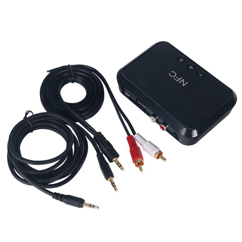 [ 【varitystore】Wireless Bluetooth 4.1 RCA 3.5mm Speaker NFC Stereo Audio Music Receiver Adapter -dc2544