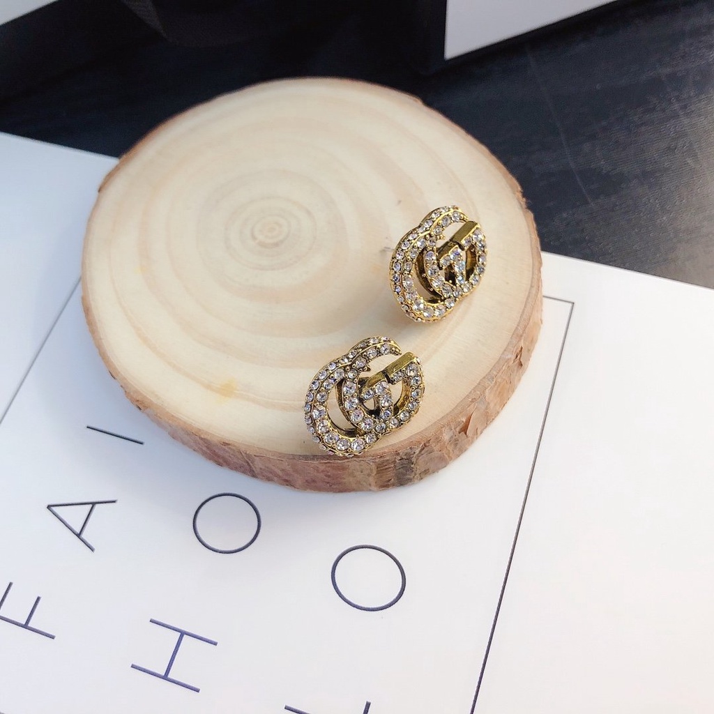 Khuyên Tai Dạng Vòng Bằng Thép Titan In Logo Gucci Thời Trang Dành Cho Nữ