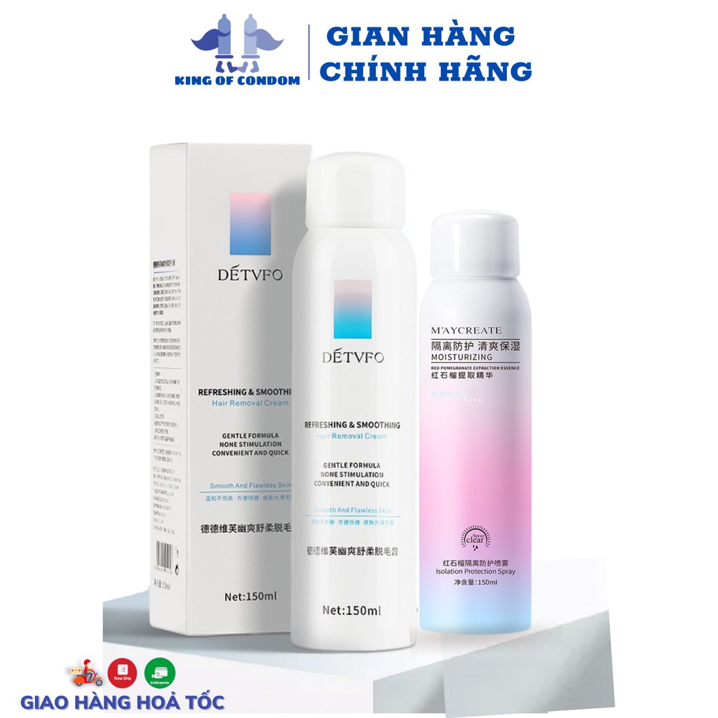 Bộ đôi Xịt tẩy lông Detfvo & Xịt chống nắng Maycreate 150ml - King Of Condom | BigBuy360 - bigbuy360.vn