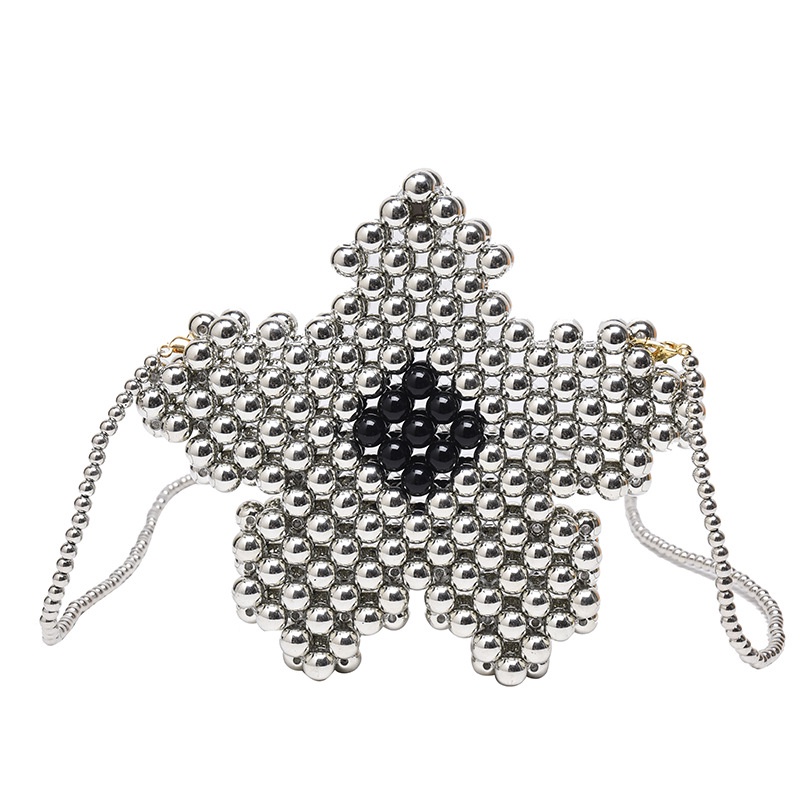 Túi Xách Hạt Ngọc Trai Mạ Điện Hai Lớp Nhỏ Màu Đỏ Họa Tiết Hoa explosio