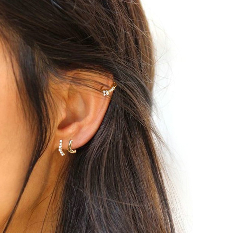 Khuyên Tai Tròn Mạ Vàng Đính Đá Zircon Thời Trang