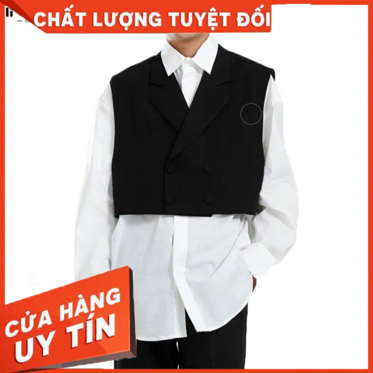 Áo Sơ Mi Hai Mảnh INCERUN Tay Dài Giả Áo Giả Vest Thời Trang Hàn Quốc - Hàng nhập khẩu
