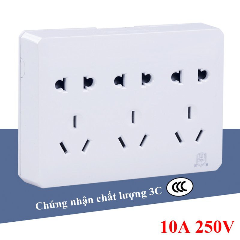 Ổ Điện 6 lỗ cắm ốp Nổi Tường công suất chịu tải 250V 10A Loại tốt - N15