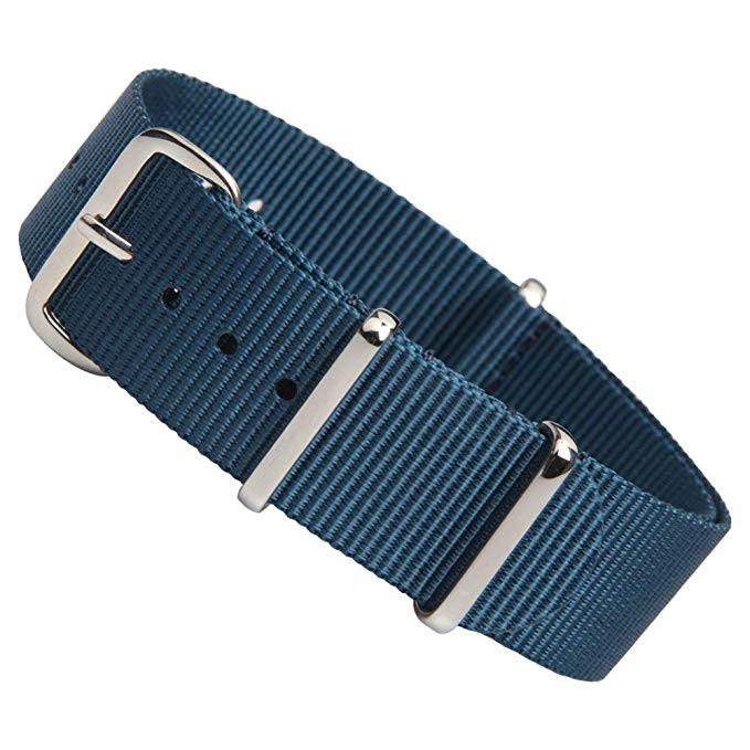 Dây Đeo Đồng Hồ Bằng Nylon Màu Xanh Navy Nato 18mm Dài 20mm 22mm