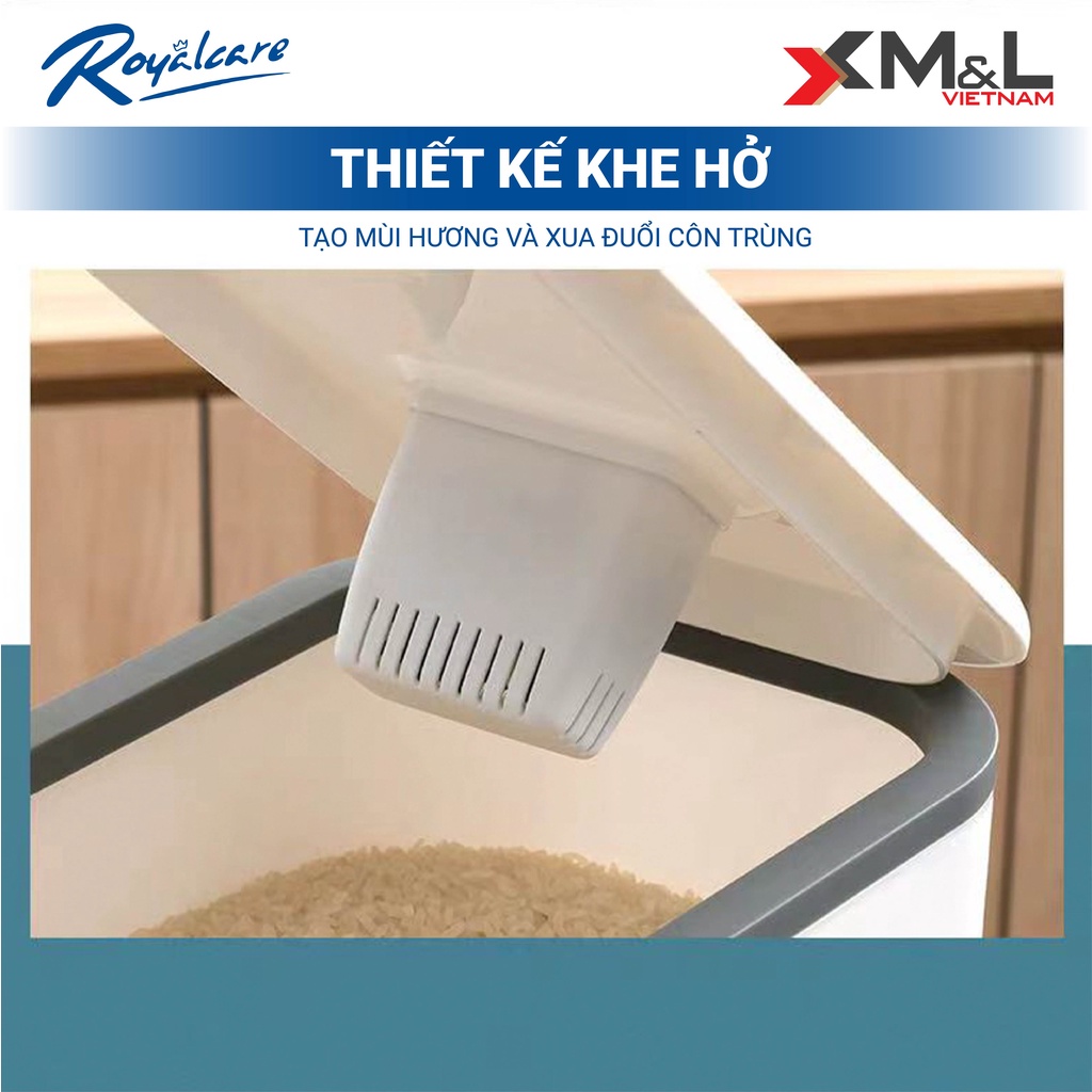 Thùng đựng gạo thông minh M&L Royalcare 6068 - bao gồm khay đựng ngũ cốc - chống ẩm mốc côn trùng - đồ gia dụng tiện ích