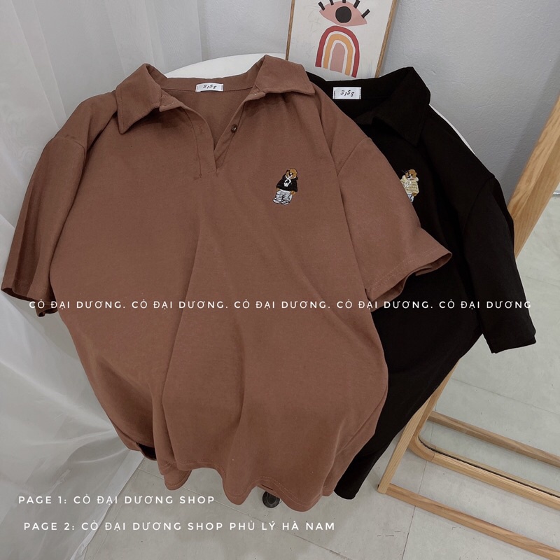 Áo polo thêu gấu