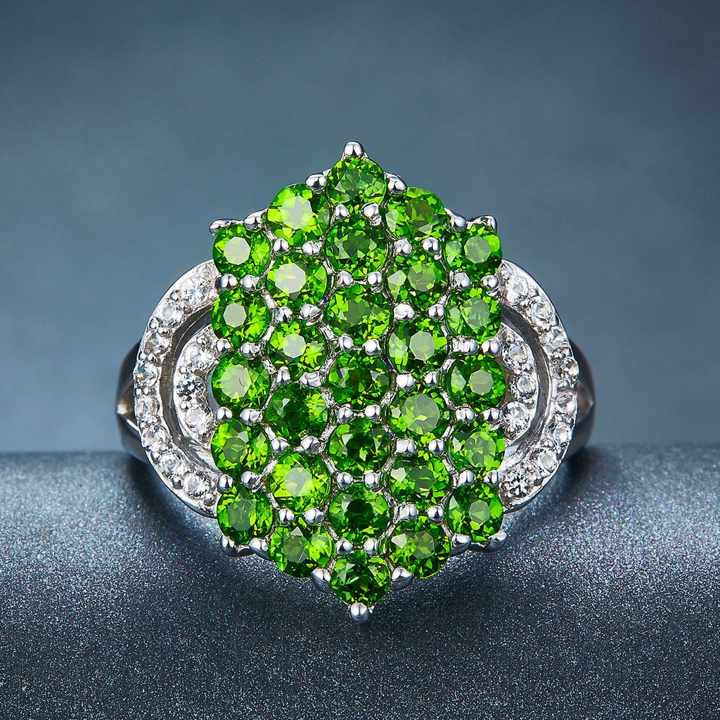 Nhẫn Bạc S925 Đính Đá Quý Xanh Tự Nhiên Sang Trọng