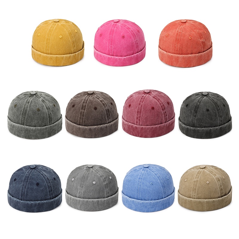 Fancy Mũ Beanie Cotton Không Vành Màu Trơn Cổ Điển Cho Nam