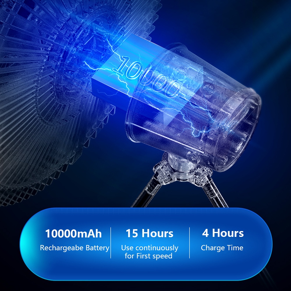 Quạt Đứng Không Dây Sạc Usb Kích Thước Lớn Có Thể Sạc Lại Kèm Đèn Tiện Dụng