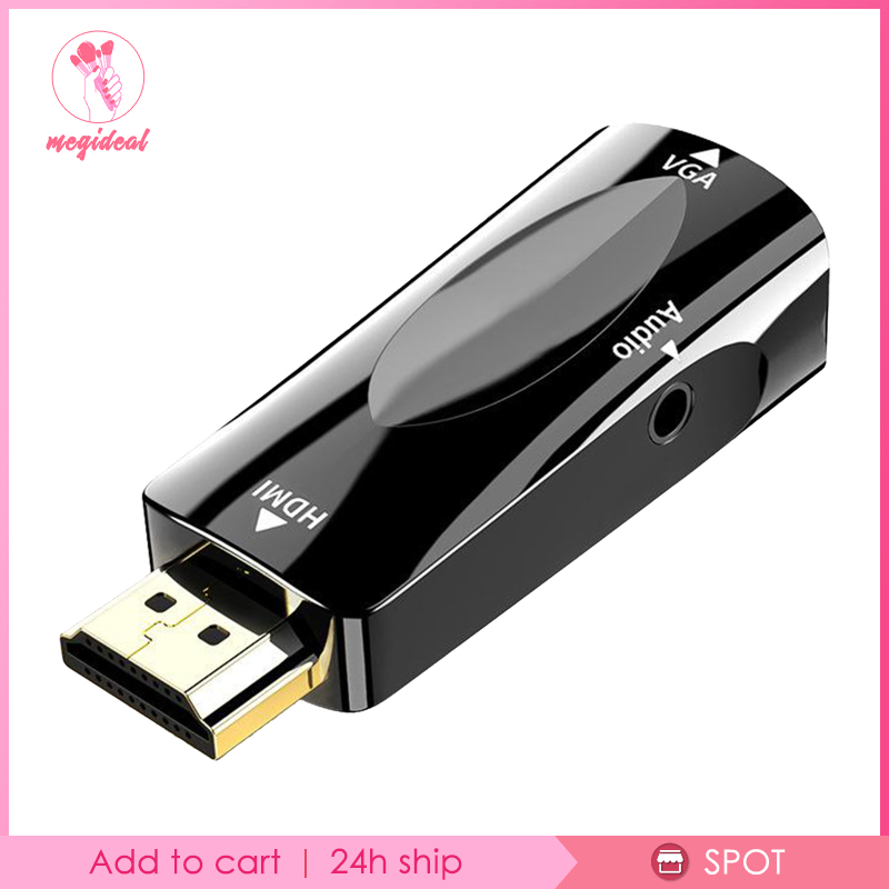 [MEGIDEAL]Mini HDMI to VGA Adapter Easy to Use for Desktop PC Monitor Chromebook White