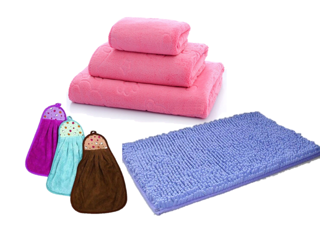 Set bộ 3 khăn , lau đầu, lau mặt) + 03 khăn lau tay+ thảm san hô siêu thấm hút