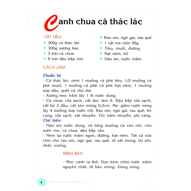 Sách Thực Đơn Món Ăn Hàng Ngày -Tập 2