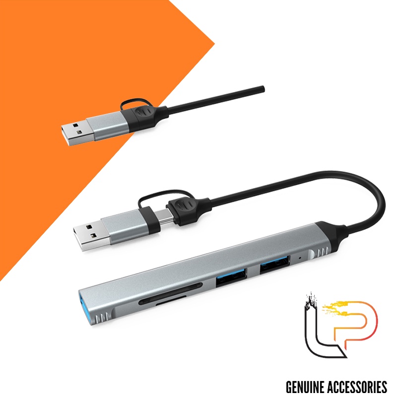 CÁP CHUYỂN TYPE-C KÈM ĐẦU CHUYỂN USB 3.0 RA 3 CỔNG USB3.0+SD/TF HC-77A