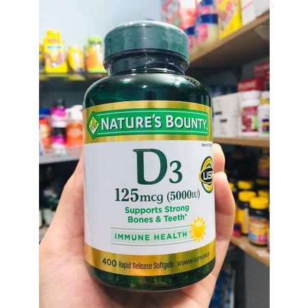 VIÊN UỐNG BỔ SUNG VITAMIN D3 NATURE’S BOUNTY VITAMIN D3 125 MCG 5000IU