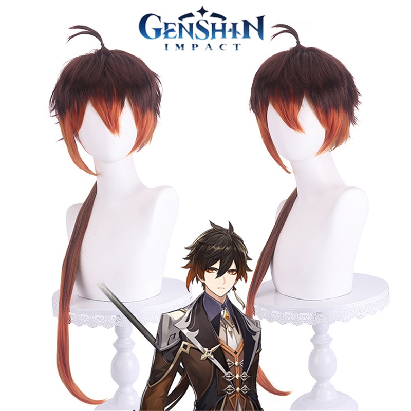 Tóc Giả Hóa Trang 90cm Genshin Va Chạm Zhongli Cho Lễ Hội Halloween