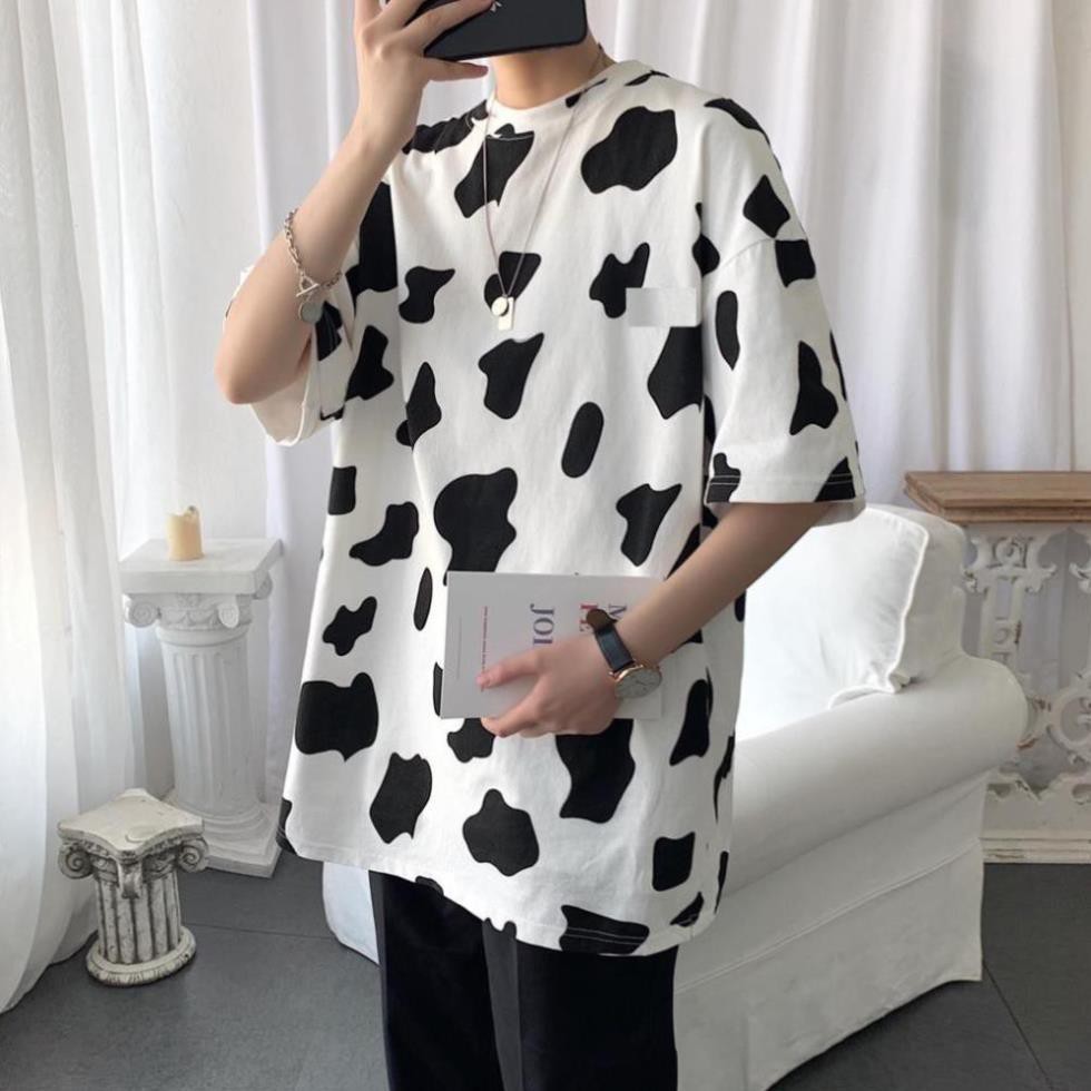 Áo phông trơn bò sữa unisex - Thun dáng rộng bigsize form giấu quần họa tiết loang màu nam nữ Ulzzang HOT Xịn New * ˇ