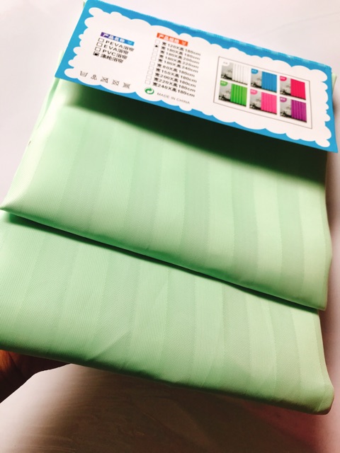 Rèm Phòng Tắm / Rèm Cửa Sổ Xanh Cốm Đậm Sọc bóng 180cm X 180cm Loại 1( Ảnh + Video thật )