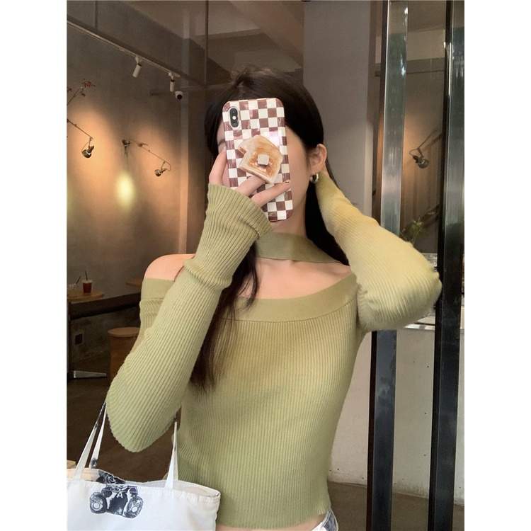 Áo len trễ vai nữ 23Closet áo len tăm tay dài mặc 2 kiểu kiểu Hàn Quốc dáng dài hở vai cao cấp - ALTT12