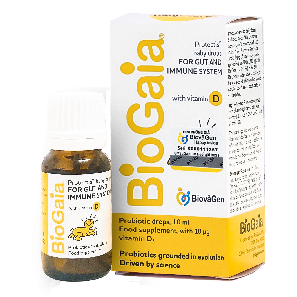 BIOGAIA PROTECTIS BABY DROPS- Hàng chính hãng - Men vi sinh nhập khẩu dành cho trẻ sơ sinh- giúp bổ sung lợi khuẩn